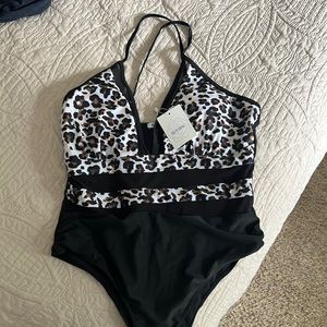 Women’s leopard and black swim suit